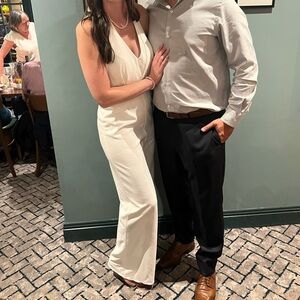 Azazie Elegant White halter wide leg Jumpsuit